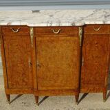Louis XVI style walnut burl buffet with gilt bronze mounts