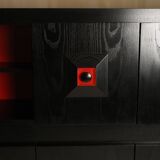 Brutalist Belgian buffet in black and red from the 1960s.