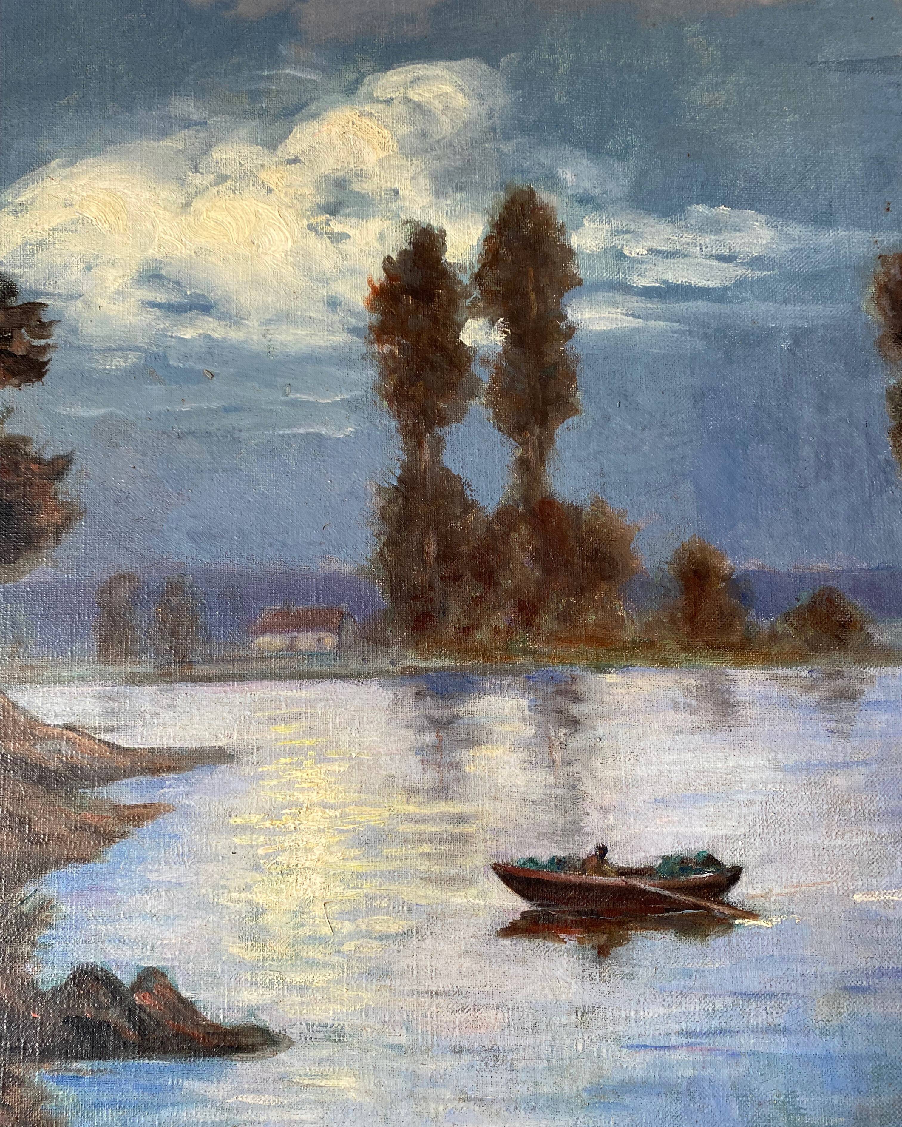 Paintings  "Lakescapes" nocturnal and daytime signed L. Arnoux