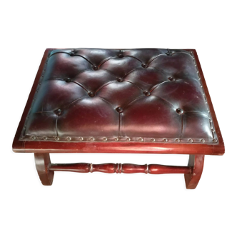 Ottoman in wood and leather