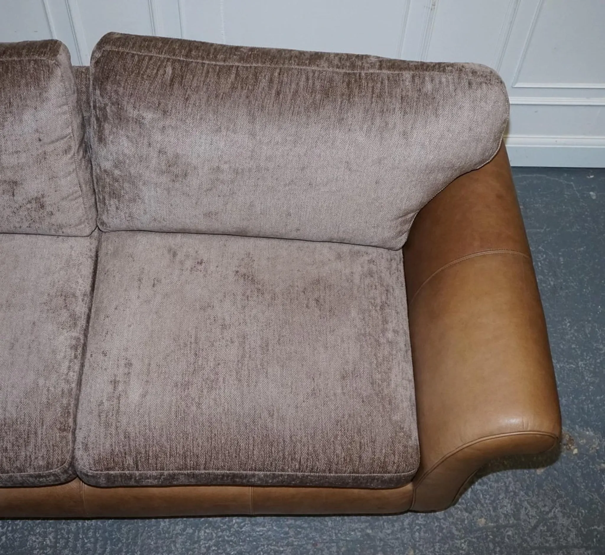 Vintage Three-Seater Sofa in Leather and Fabric by Alexander & James Blake