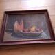 Tableau , huile sur carton  , nature morte coupe de fruit signée Bello