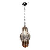 Suspension en verre de Murano rose et fer forgé, années 1970