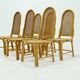Set of 6 bamboo and webbing dining chairs 1970s