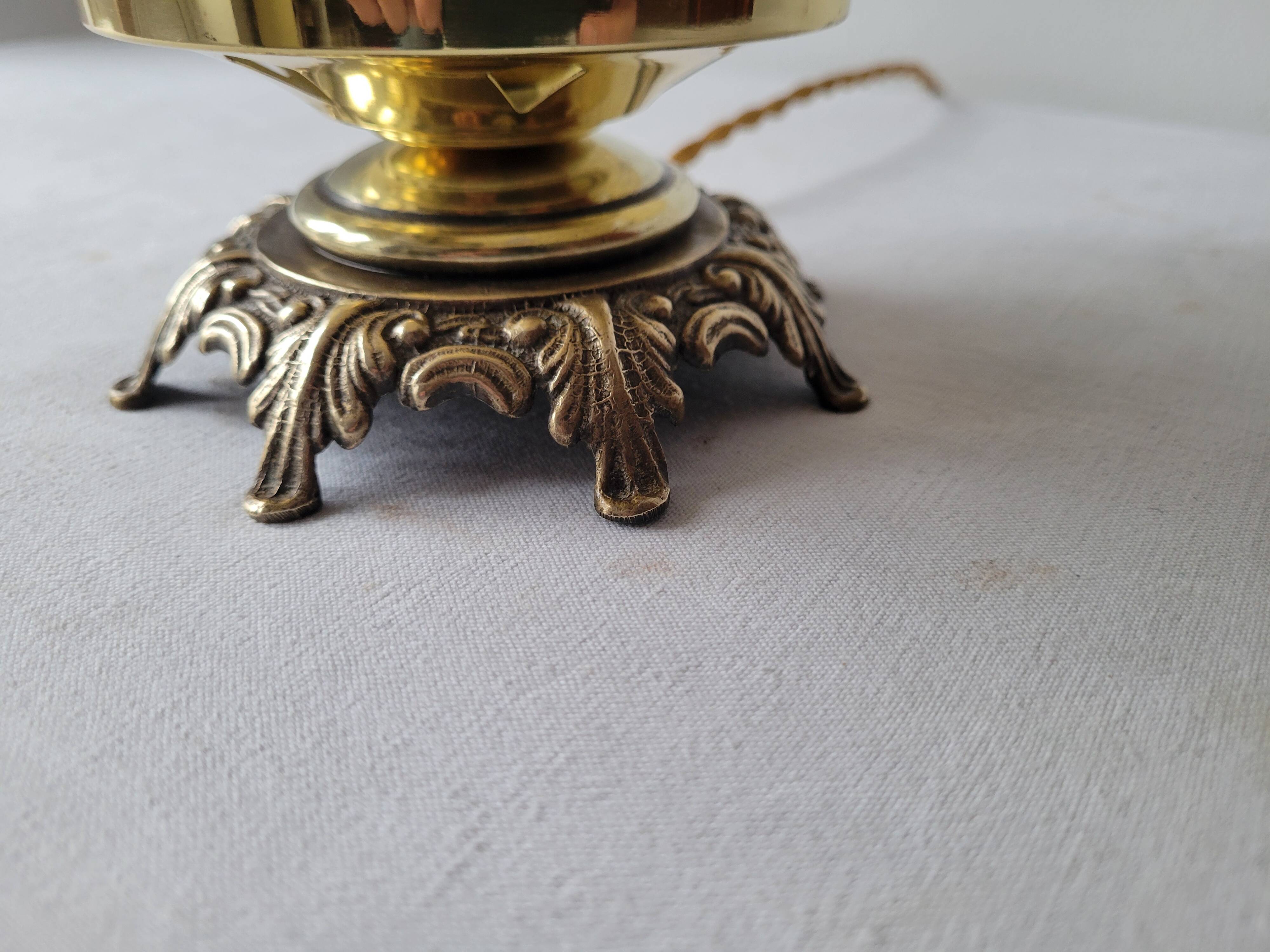 Brass and frosted glass lamp