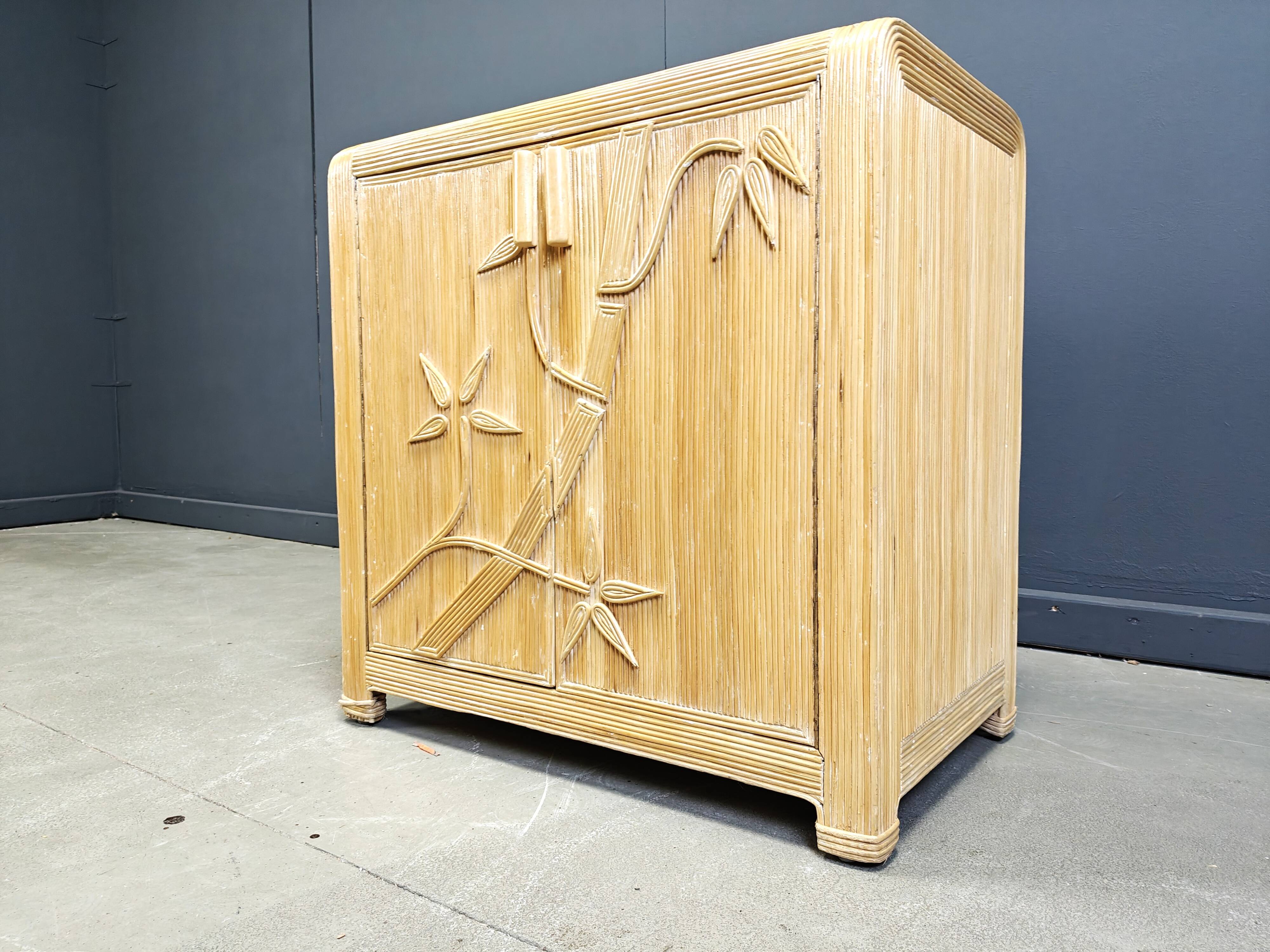 Vintage tropical split reed cabinet, 1970s