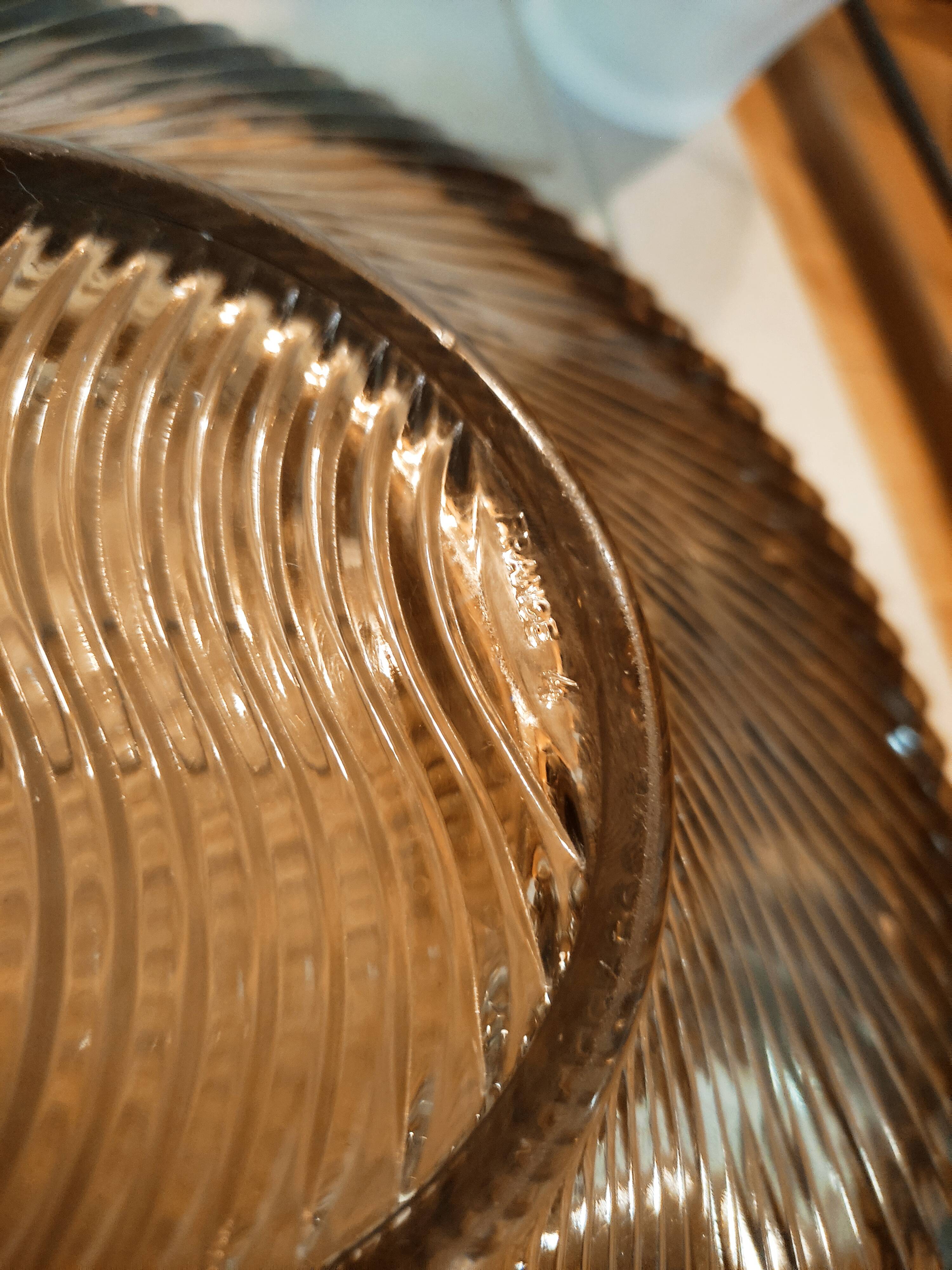 Art Deco cut or dish in smoked glass