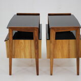 1960s pair of restored bedside tables, czechoslovakia