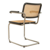 Thonet | Chaise cantilever de Marcel Breuer, époque Bauhaus, chrome et cannage viennois, cadre en bois noir