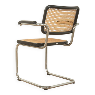 Thonet | Marcel Breuer cantilever chair, Bauhaus era, chrome and Vienna cane, black wood frame