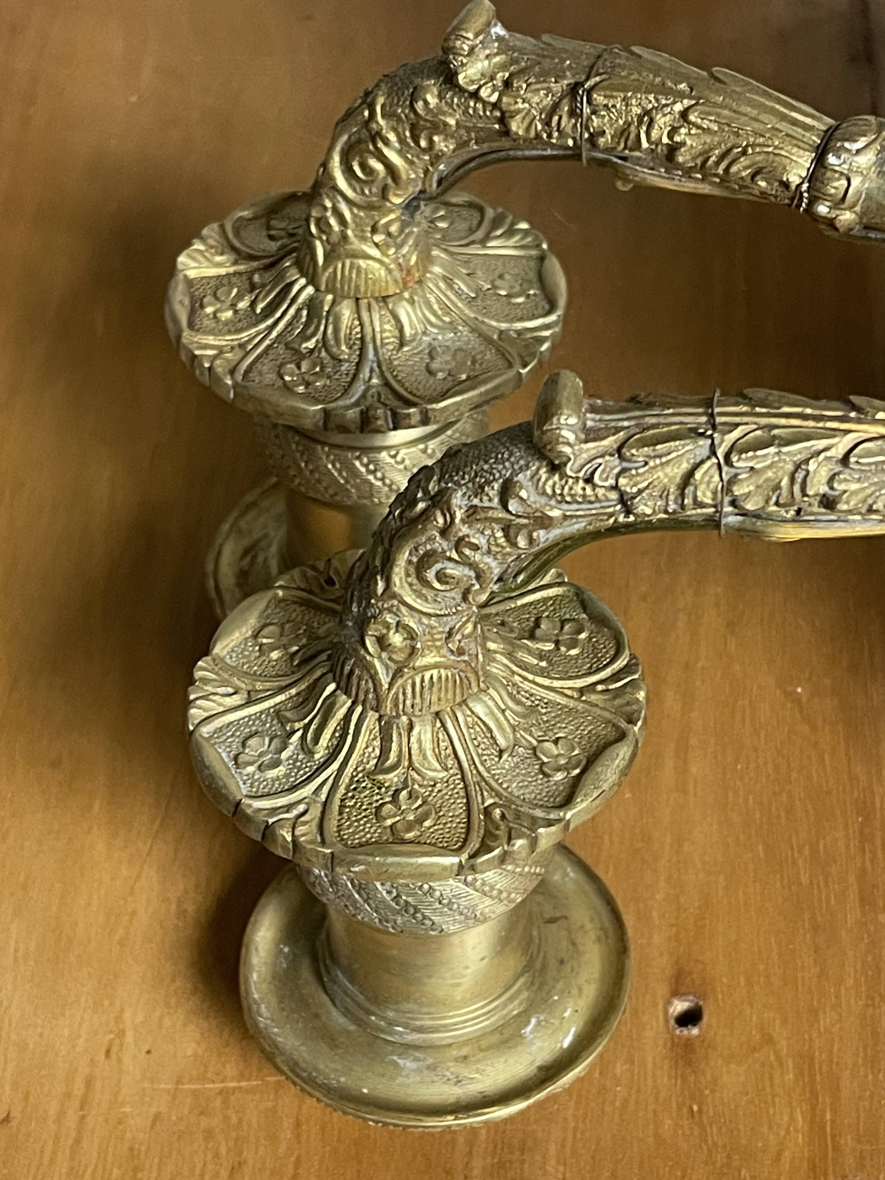 Pair of antique wall sconces in bronze - Louis XVI style / Saying