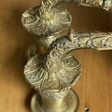 Pair of antique wall sconces in bronze - Louis XVI style / Saying
