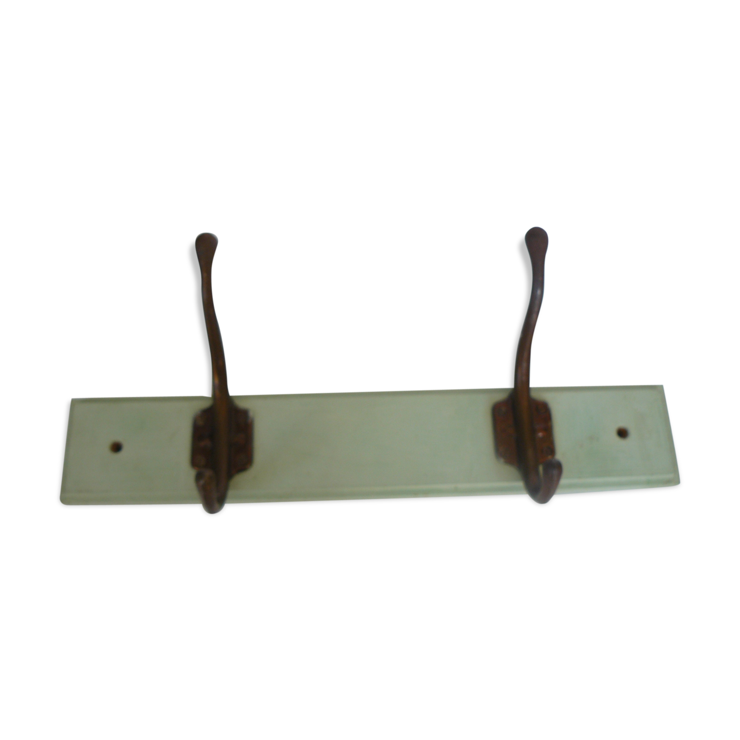 Coat rack, 2 hooks on wood, old hooks of school