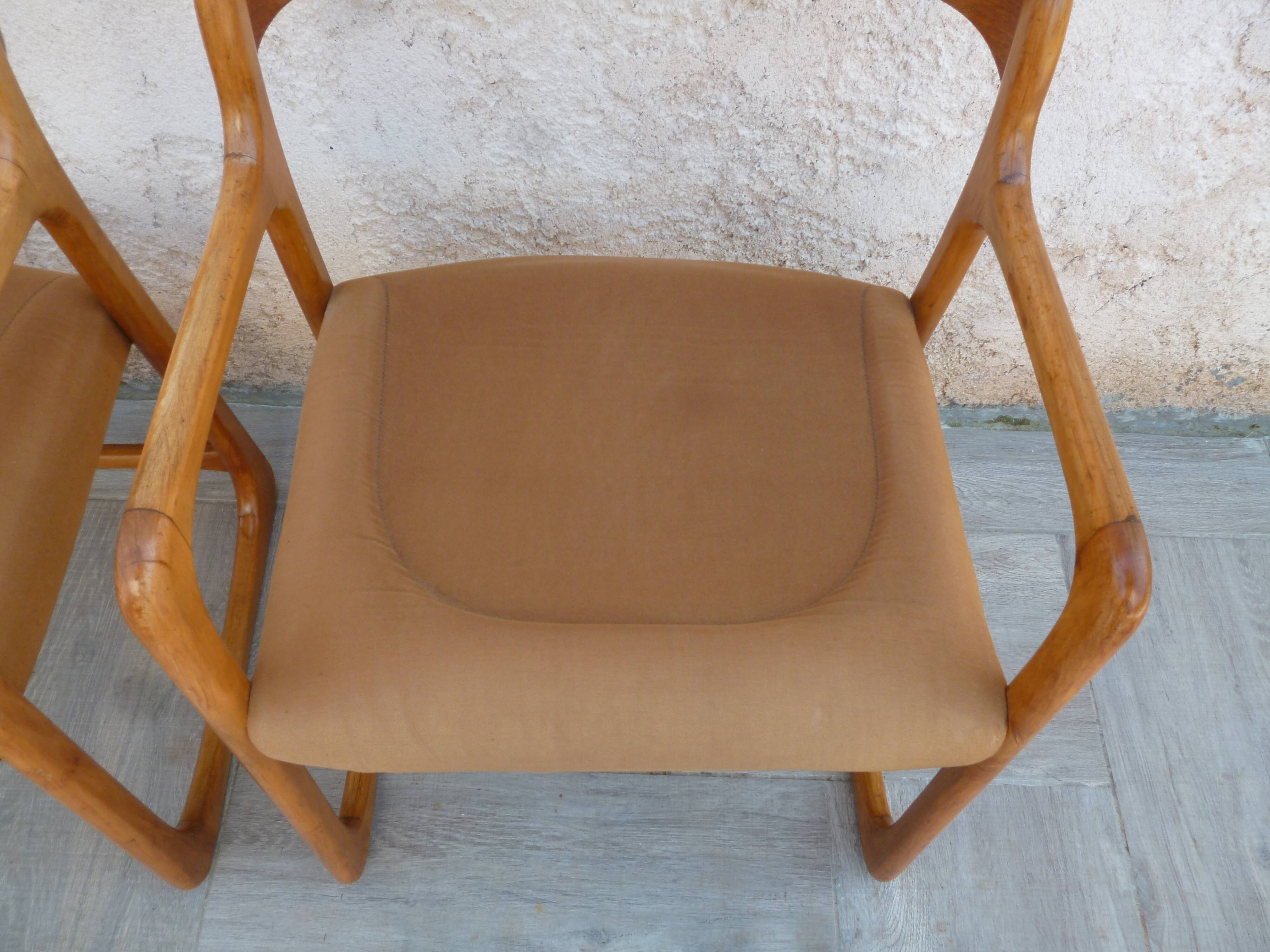 Pair of Baumann armchairs model sled