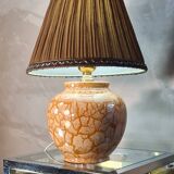 Crackle style ceramic lamp cream and varnished ocher 37x26