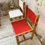 Set of 4 80s colored pine chairs