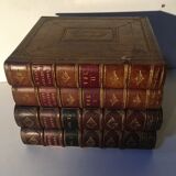 Stacked book ice bucket made of wood and leather