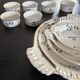 Vintage table service in porcelain LL France – Cornflower and do pattern.
