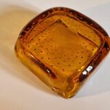 Italian Murano Amber Bubble Glass Ashtray Bowl Circa 1960