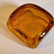 Italian Murano Amber Bubble Glass Ashtray Bowl Circa 1960