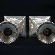 Pair of Neoclassical Victorian Silver Plated Candlesticks