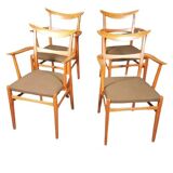 Set of 4 German cow horn dining armchairs by Lübke, 1950s, extremely rare