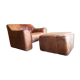 De Sede model DS44 patinated buffalo leather lounge chair and ottoman, 1970s