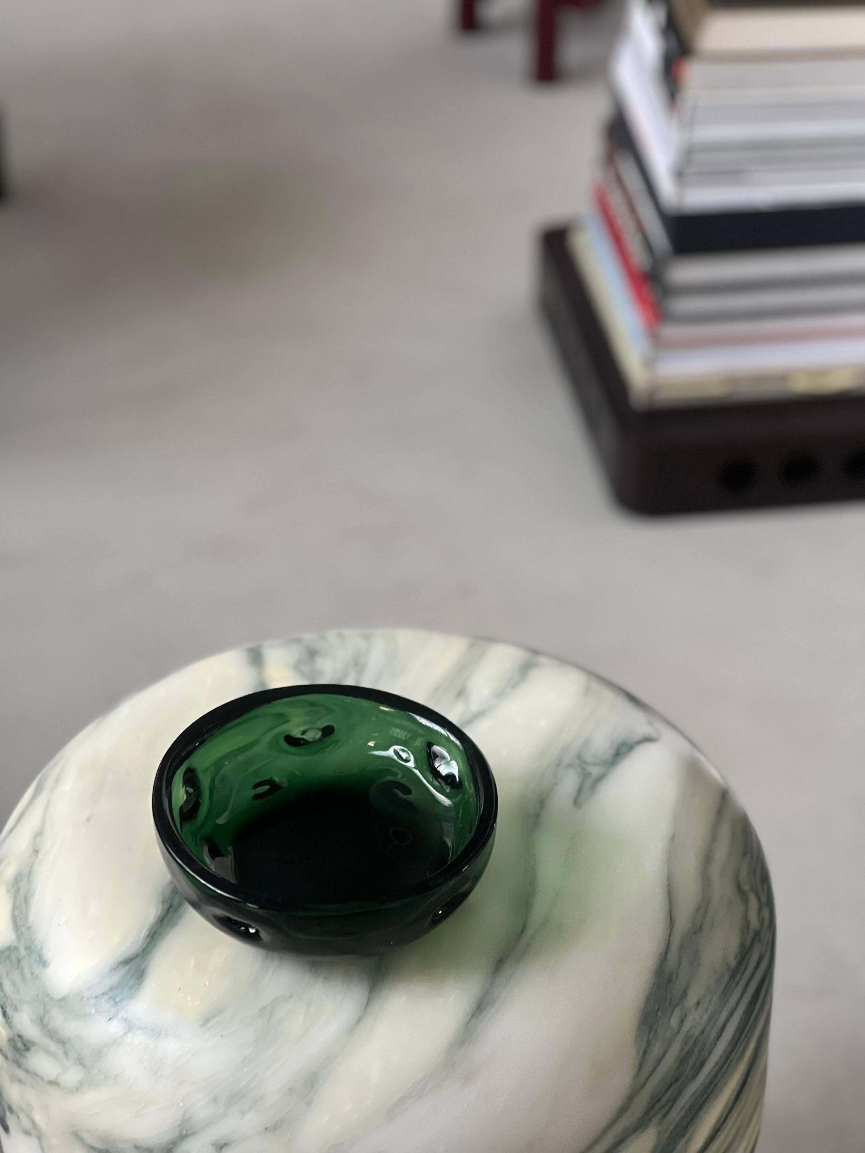 Bol vintage en verre de Murano, vert émeraude, Vetrerie Empoli fabriqué en Italie
