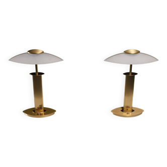 set Holtkotter Brass table lamps 1980s Germany