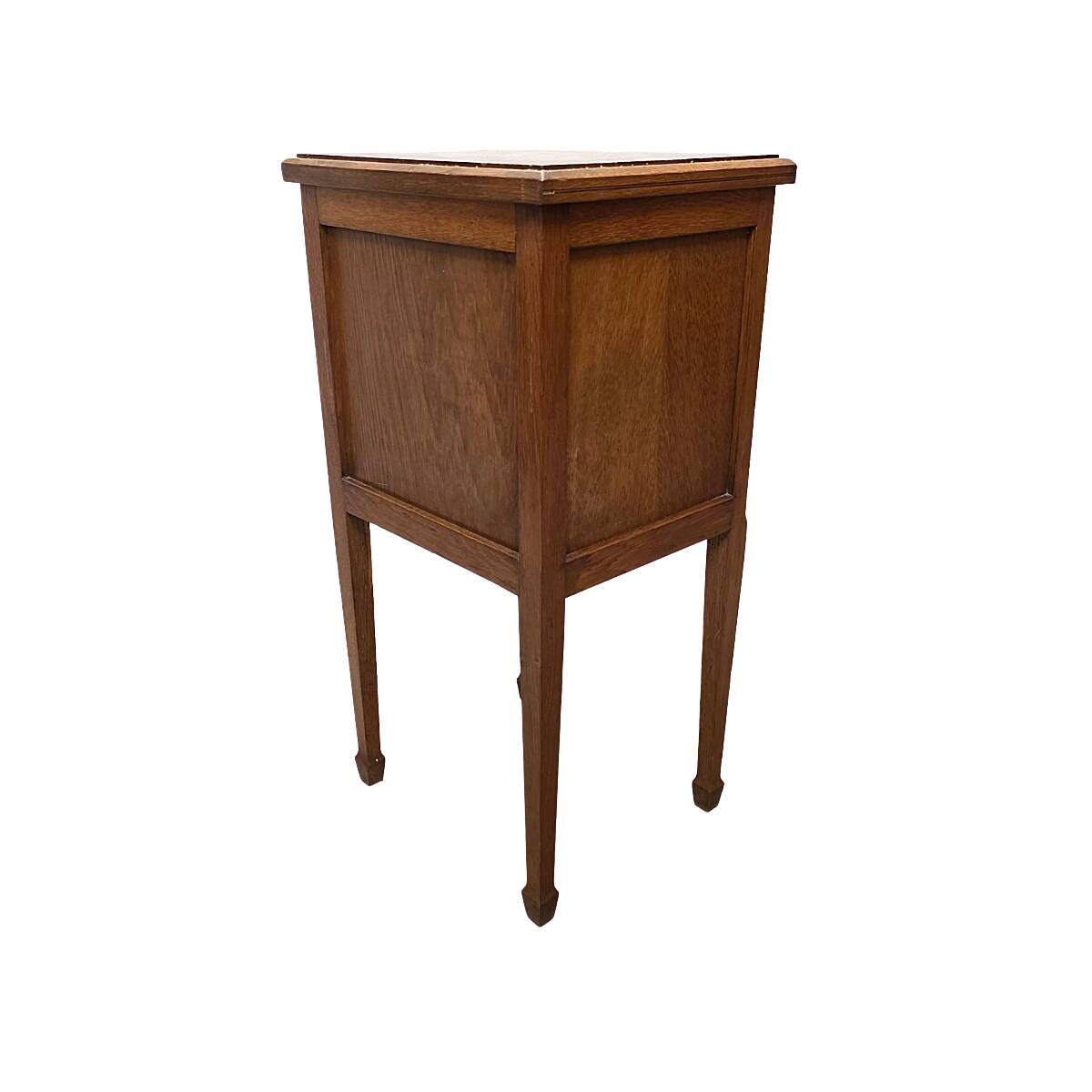 Antique French Oak Bedside Table With Marble Top, early 1900s