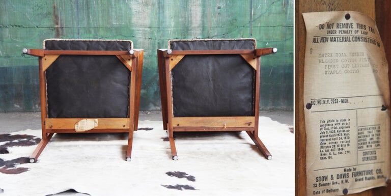 Pair of Giacomo Buzzitta walnut armchairs by Stow Davis