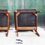 Pair of Giacomo Buzzitta walnut armchairs by Stow Davis