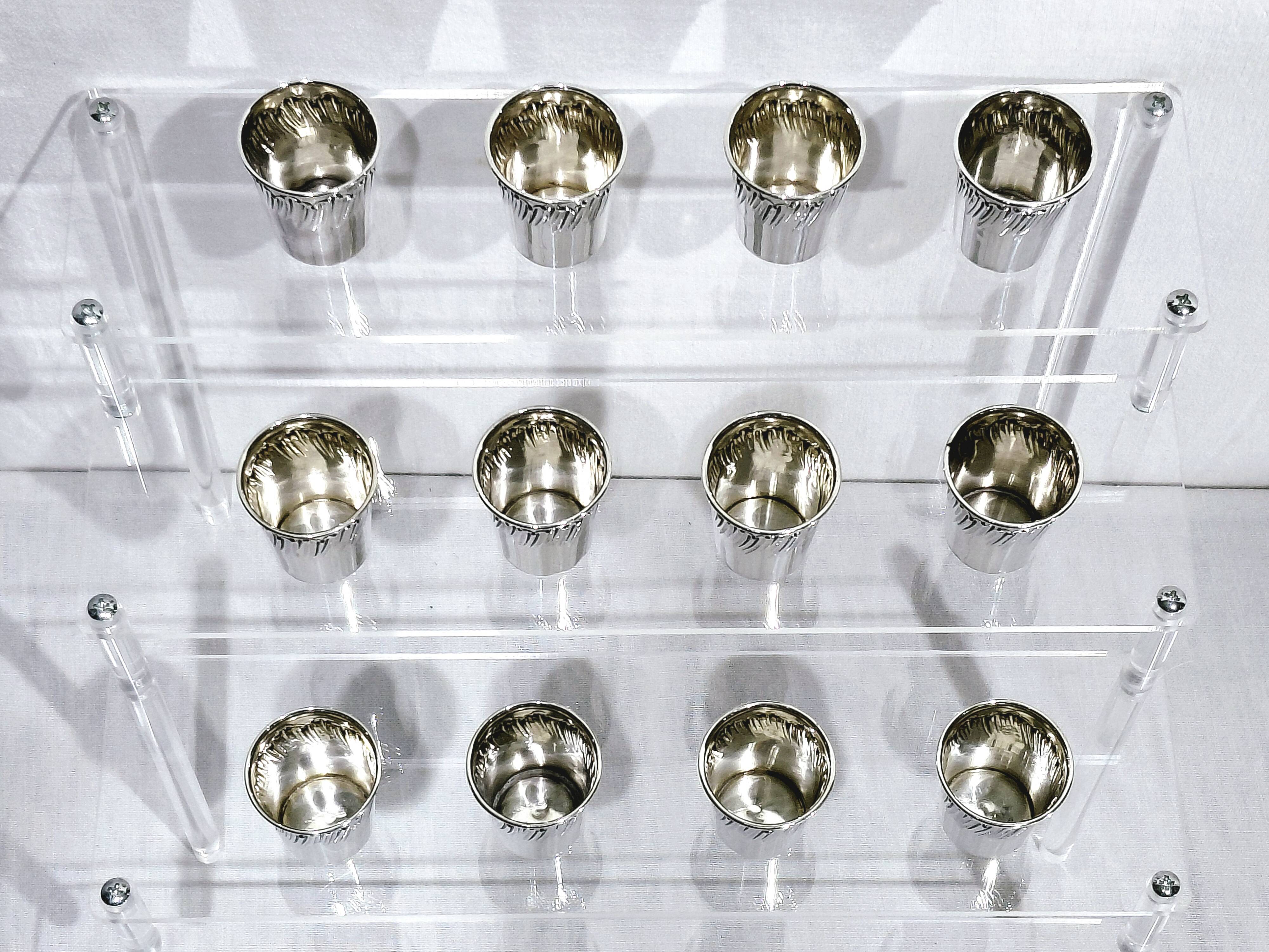 12 silver liqueur glasses