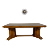 Ancienne table en noyer et loupe art déco année 30 France rallonges