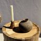 Table d'appoint ou tabouret circulaire en suar H51 D35