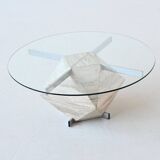 Diamond shaped coffee table in white travertine Italy 1960