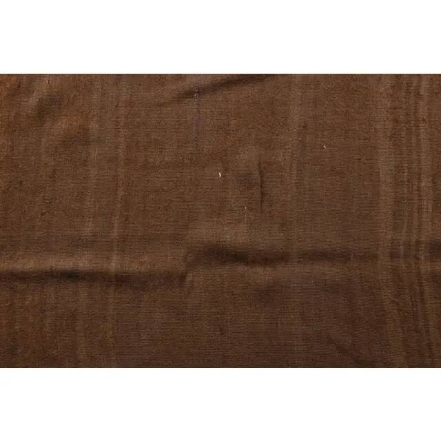 Vintage Turkish Hand-Knotted Wool Cotton Brown Kilim Area Rug 130x187