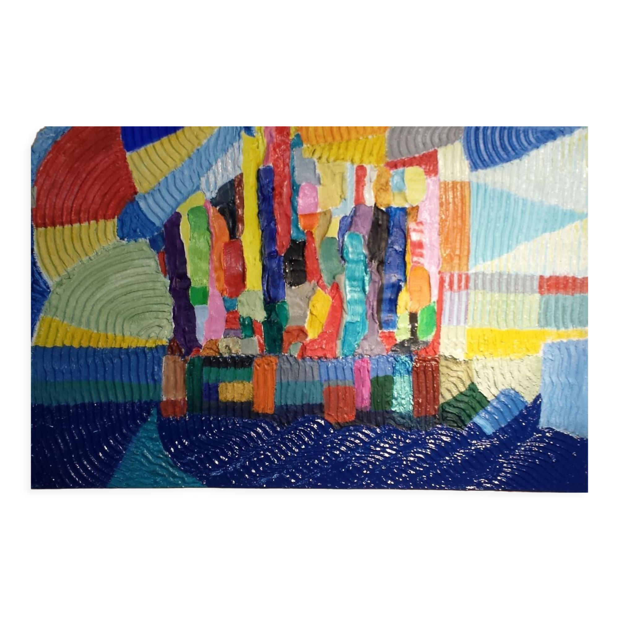 Multicolored abstract oil impressionist painting "isola bella"