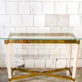 Console in lacquered wood, brass and glass Italy 70s