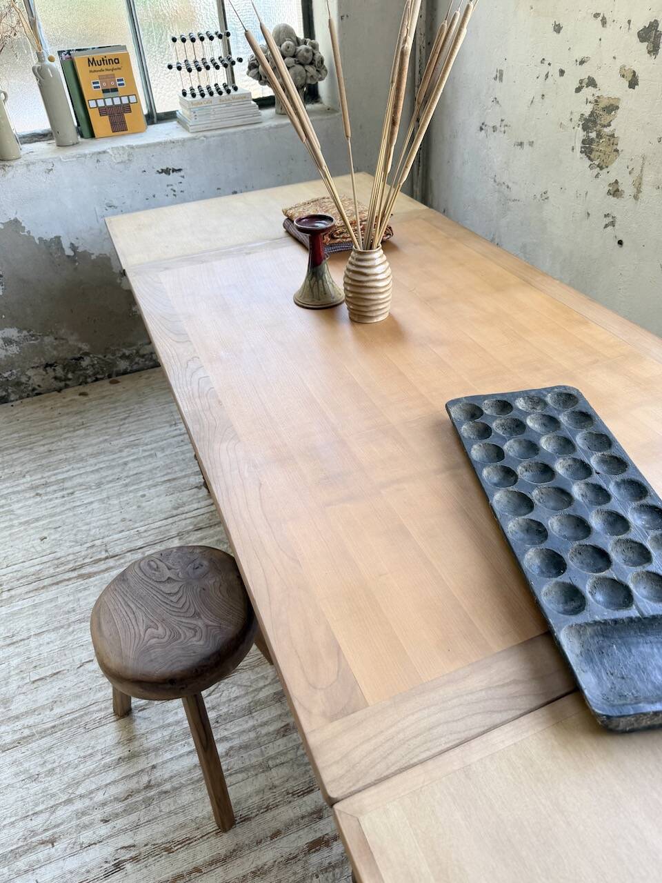 Table de ferme noyer à rallonges 150-250cm