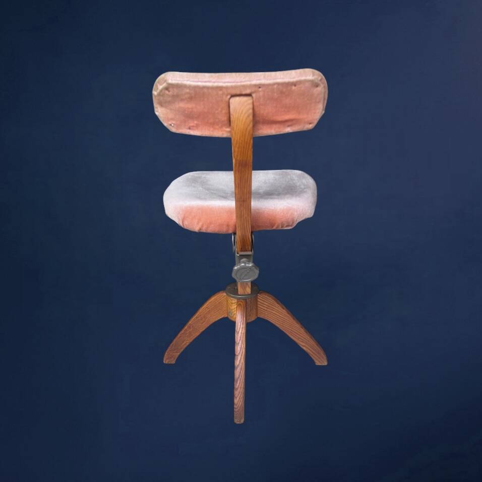 Swedish adjustable office chair Åtvidabergs in wood and metal, 1930s