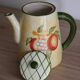 Vintage yellow and green ceramic coffee pot