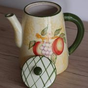 Vintage yellow and green ceramic coffee pot