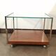 Designer coffee table on wheels, chrome, rosewood and glass from Denisco made in Italy 1970