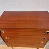 1960s chest of drawers, spindle legs, recessed handles