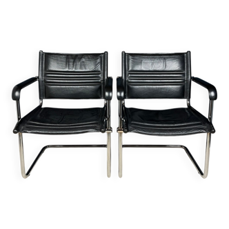 Mid-century Bauhaus style office chair set by Mart Stam for Stol Kamnik, 1980s.
