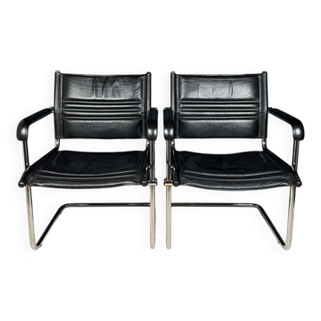 Mid-century Bauhaus style office chair set by Mart Stam for Stol Kamnik, 1980s.
