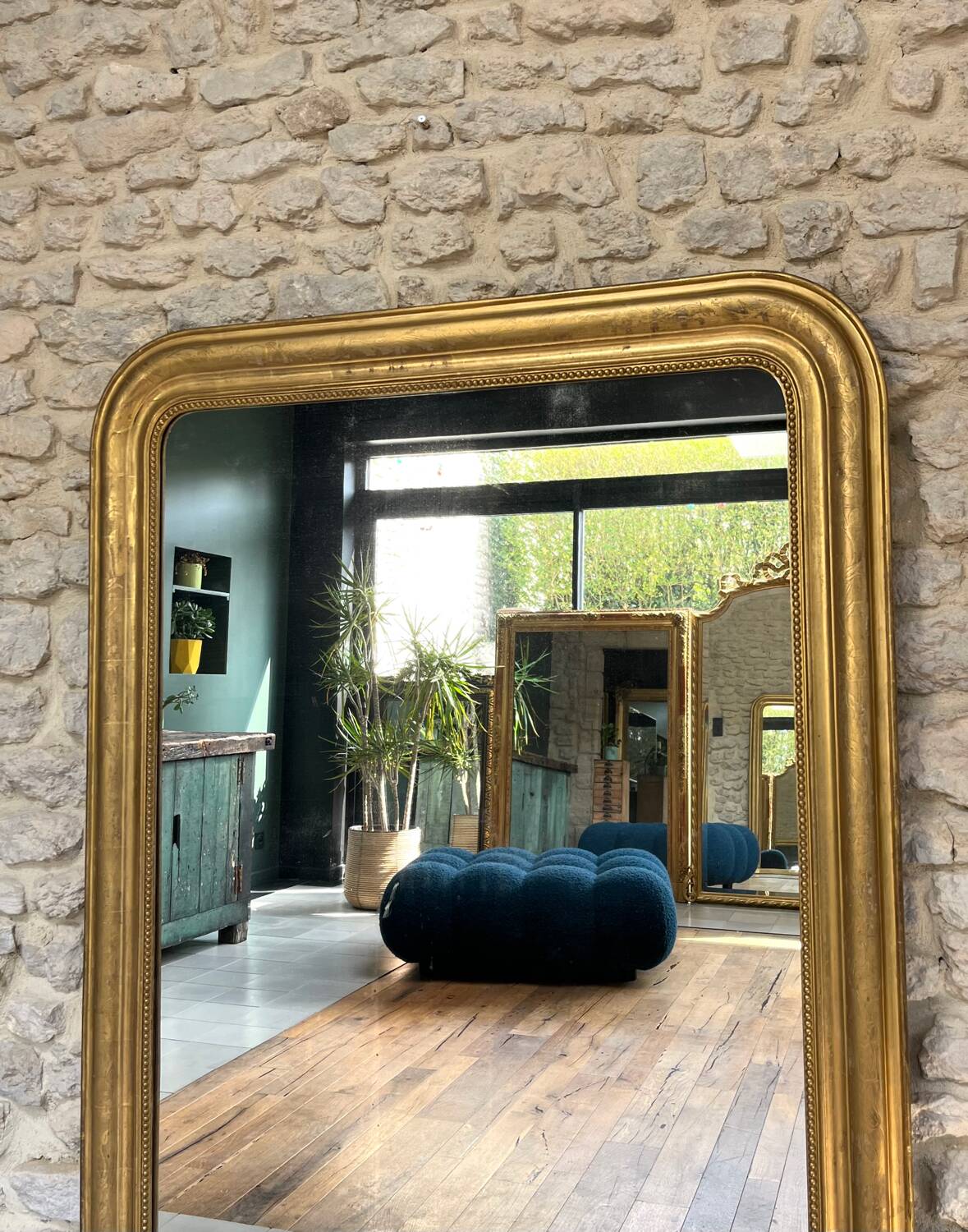 Antique Louis-Philippe mirror 151.5cm/104.5cm gilded with gold leaf
