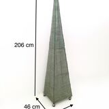 Vintage pyramid floor lamp with green glass beads , italy 1980s