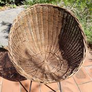 Fauteuil Corbeille en rotin et fer forgé 1950 vintage